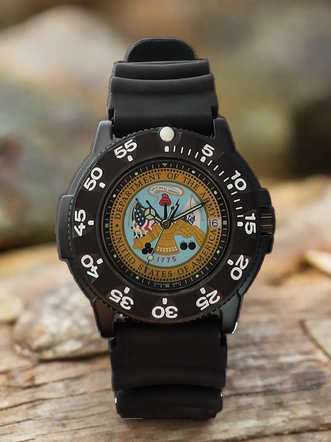Del Mar Men's Army Military Watch, Stainless Steel Case, Black Strap #50521
