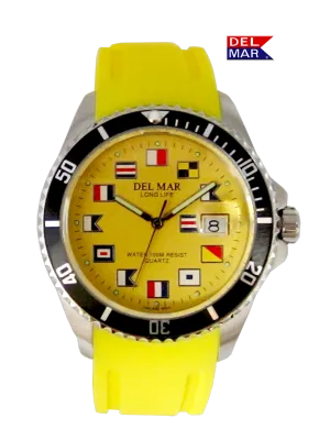 Del Mar Watches Men's and Youth Sportstrap: Yellow Nautical Face, 46mm x 40mm, 100m Water Resistant #50379