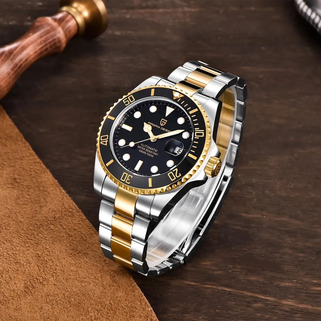 Design Automatic Watch for Men tavernkeeper linguist committee chondrite NH35 Mechanical Sapphire Crystal Stainless Steel Business Wrist Watches 100M Waterproof PD-1639 Pagani 
