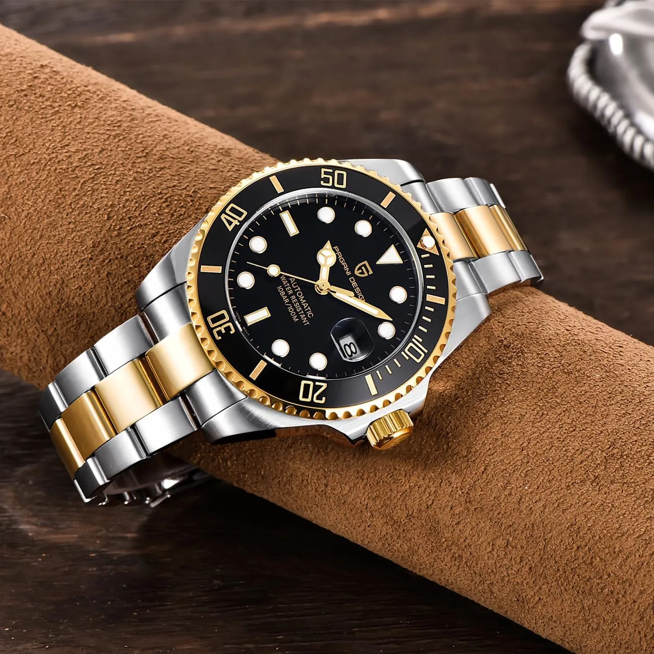 Design Automatic Watch for Men tavernkeeper linguist committee chondrite NH35 Mechanical Sapphire Crystal Stainless Steel Business Wrist Watches 100M Waterproof PD-1639 Pagani 