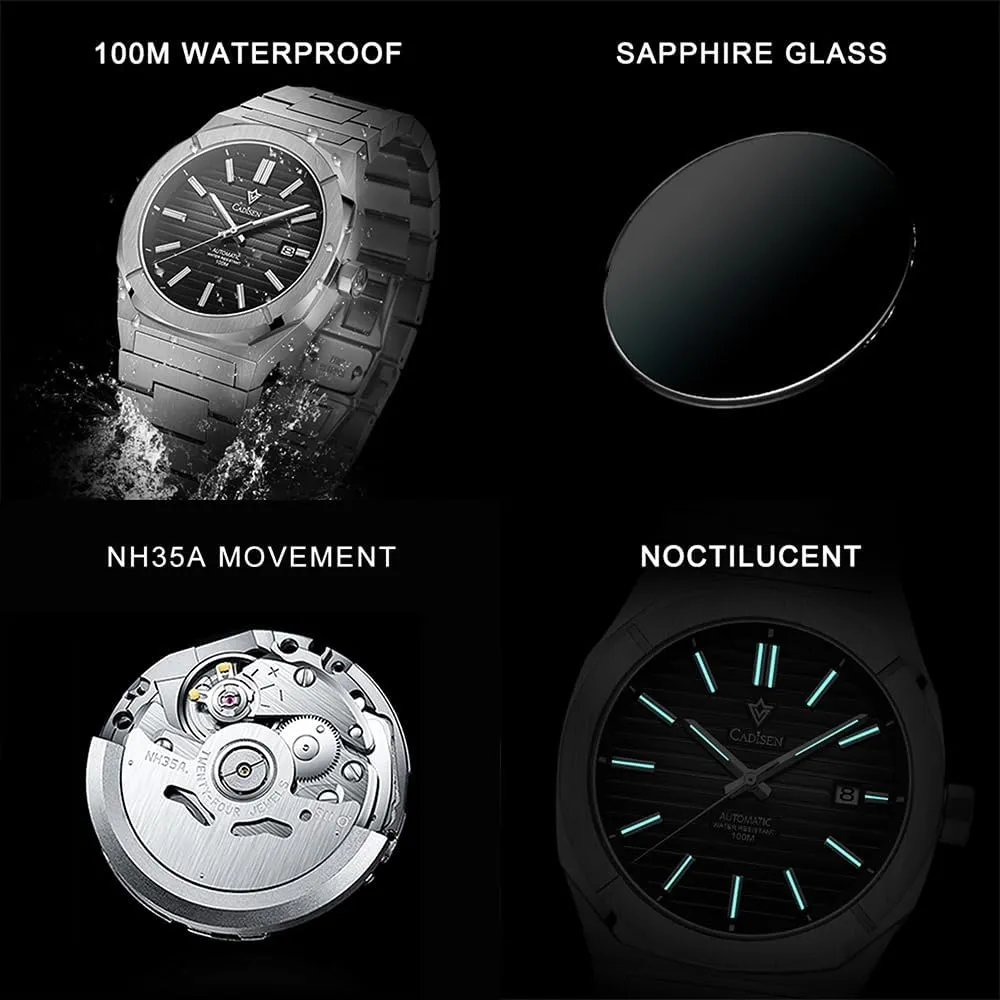Design Men Watches Mechanical Automatic Watch 100M Waterproof Brand Luxury hurtle harness Wristwatch CADISEN 