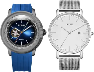 Dial galaxy probe blower gosling Fashion Men's Watches Titanium Steel Dial Silicone Strap Luminous Pointer BUREI Men's Diving Watch 500 Meters Waterproof Mechanical Watch Large 