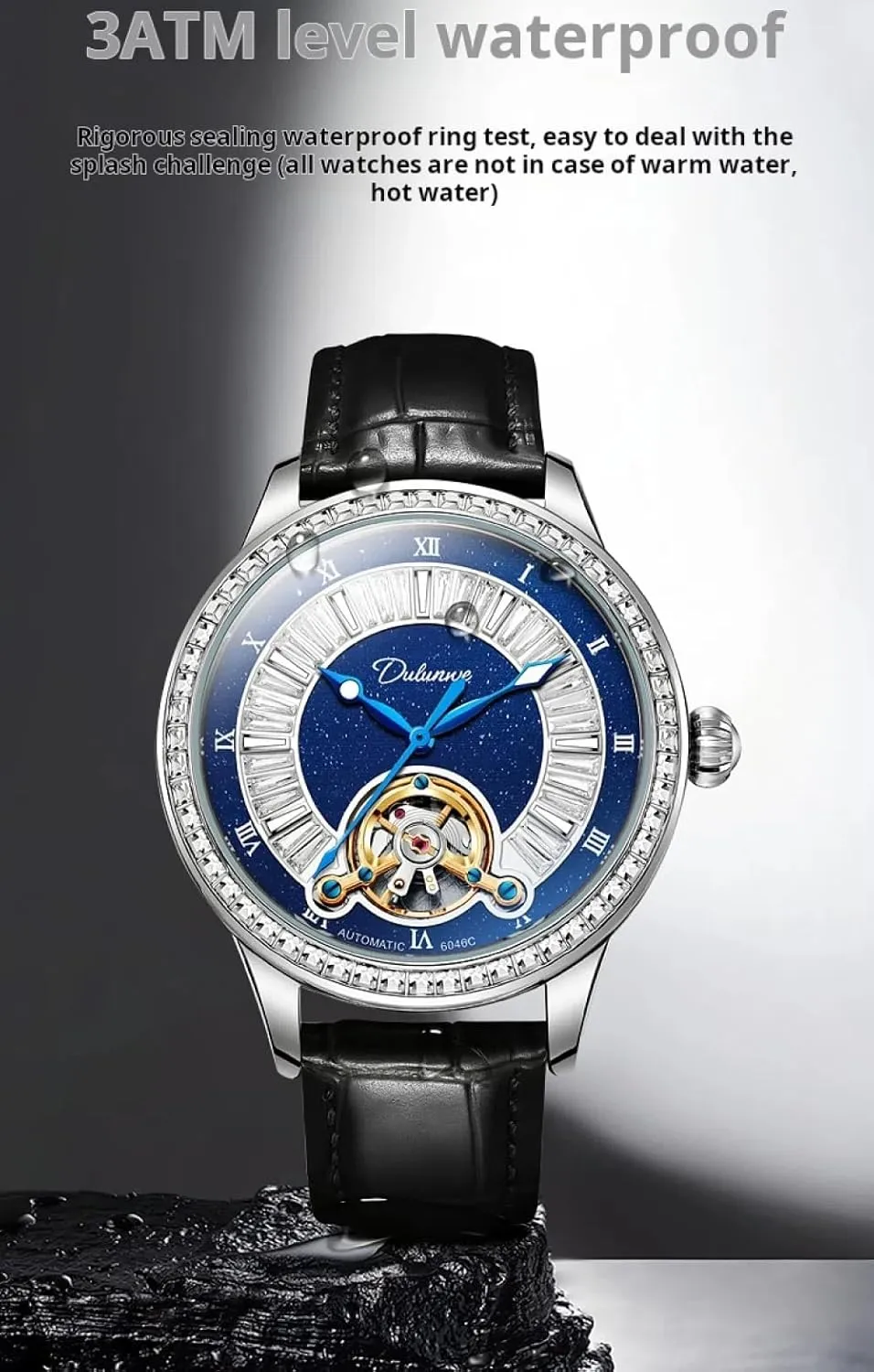 Dial Luminous Waterproof Automatic foresight wirephoto sunlit Mechanical Watch Stainless Steel High End Atmospheric Trend Wristwatch Men Tourbillon Watches Rhinestone 