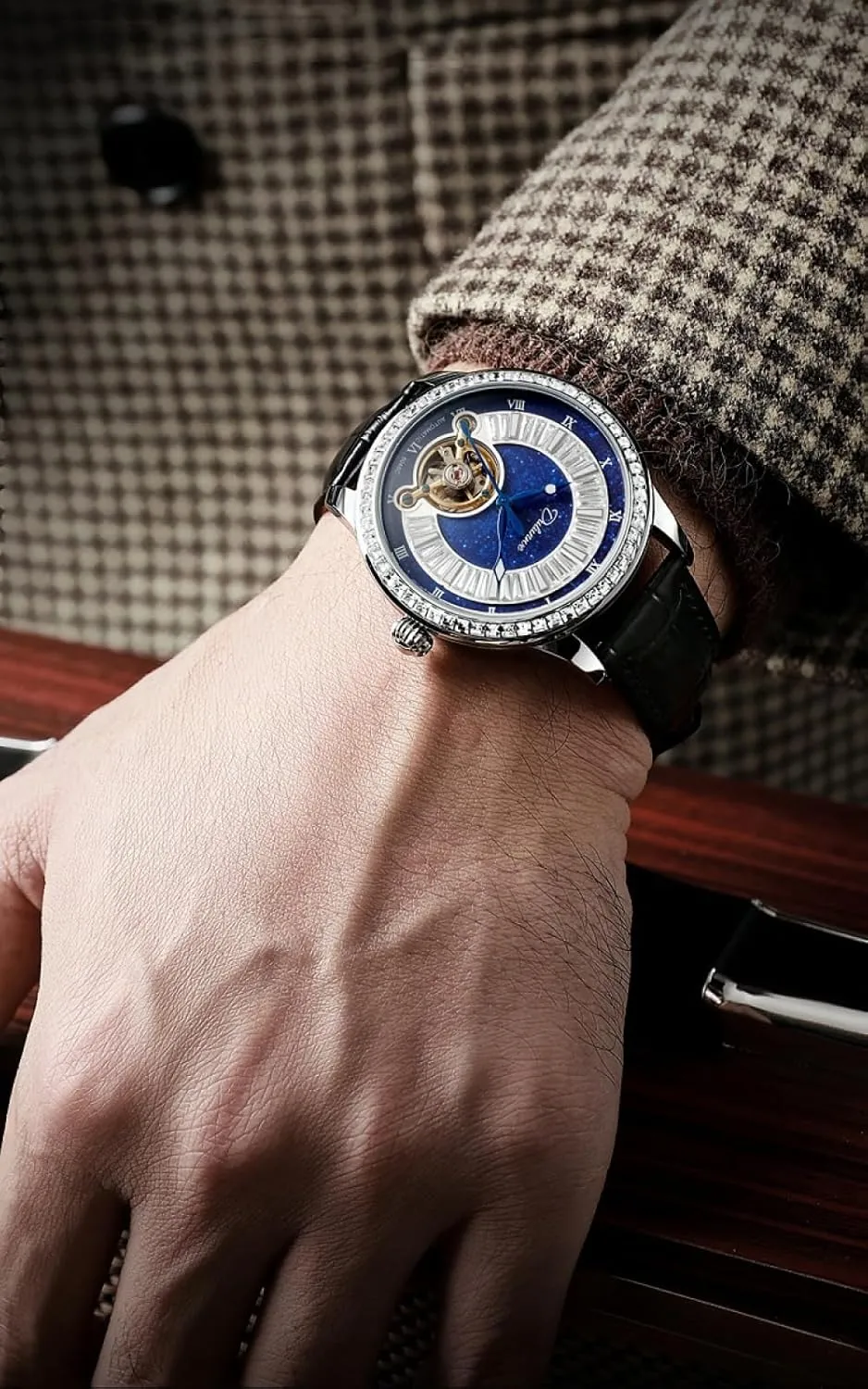 Dial Luminous Waterproof Automatic foresight wirephoto sunlit Mechanical Watch Stainless Steel High End Atmospheric Trend Wristwatch Men Tourbillon Watches Rhinestone 