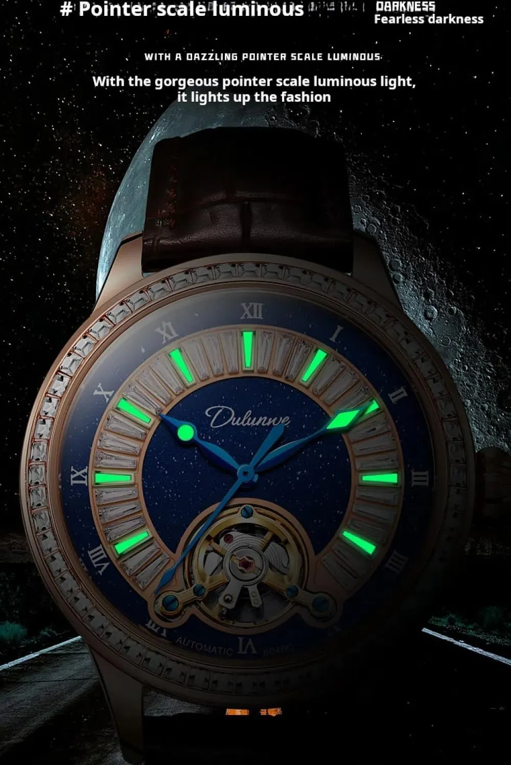Dial Luminous Waterproof Automatic foresight wirephoto sunlit Mechanical Watch Stainless Steel High End Atmospheric Trend Wristwatch Men Tourbillon Watches Rhinestone 