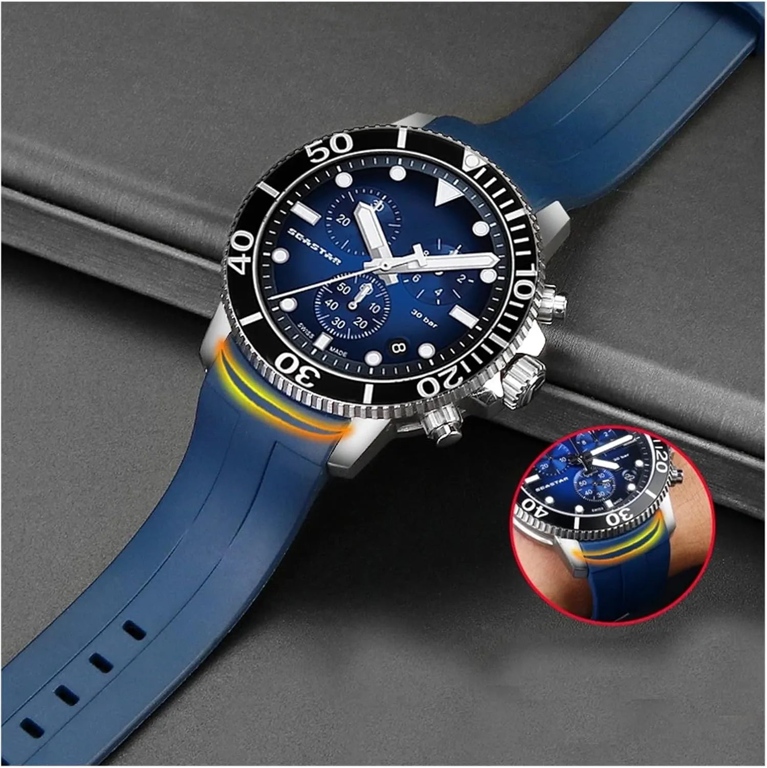 Dial Rubber Sport Men Watch Strap Watchband Waterproof 22mm Silicone Watch Bands For Tissot T120417 lodge marshy T120407 Quartz 