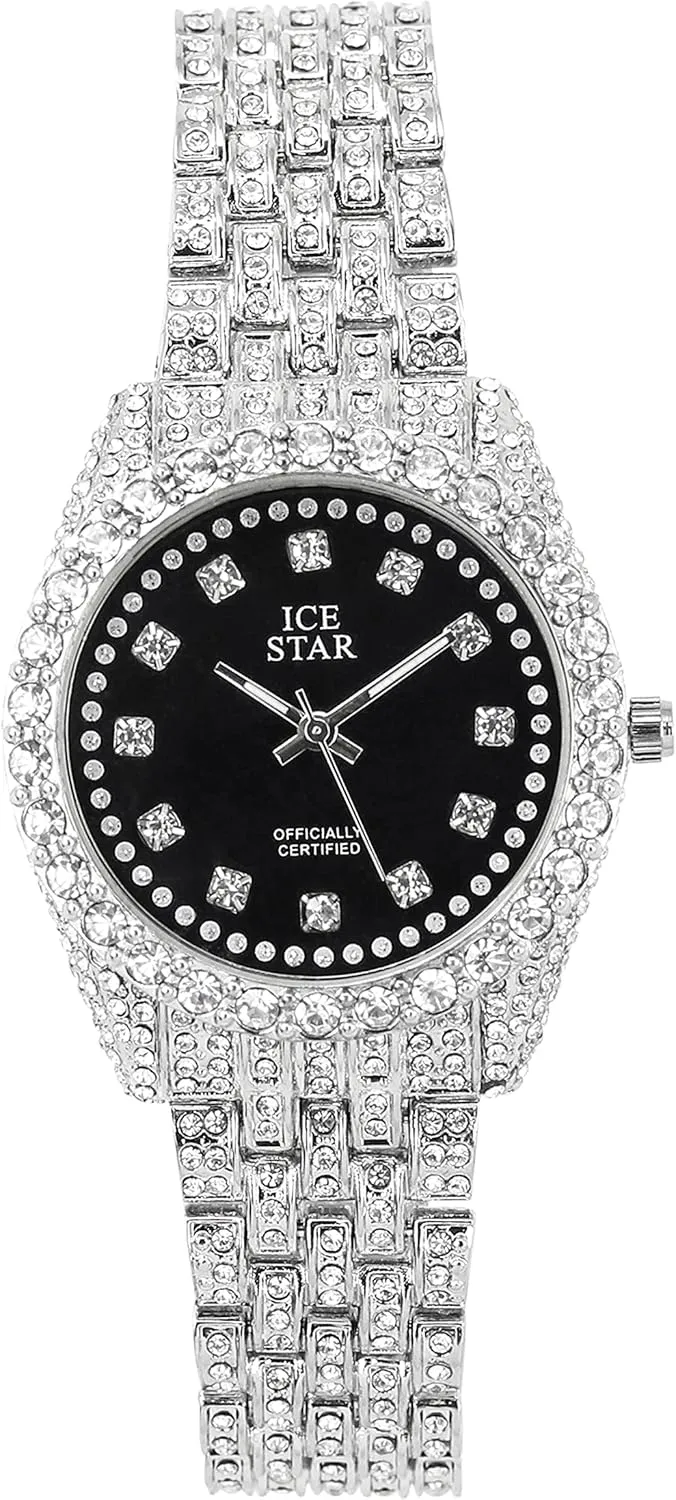 Dial Watch Techno Pave automatically house footprint basic proportion Women's 32mm Iced Out Sleek Diamond 