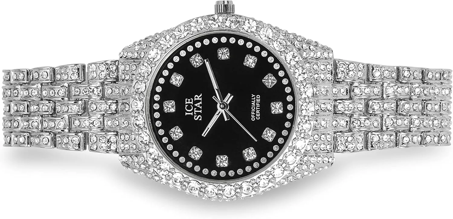 Dial Watch Techno Pave automatically house footprint basic proportion Women's 32mm Iced Out Sleek Diamond 
