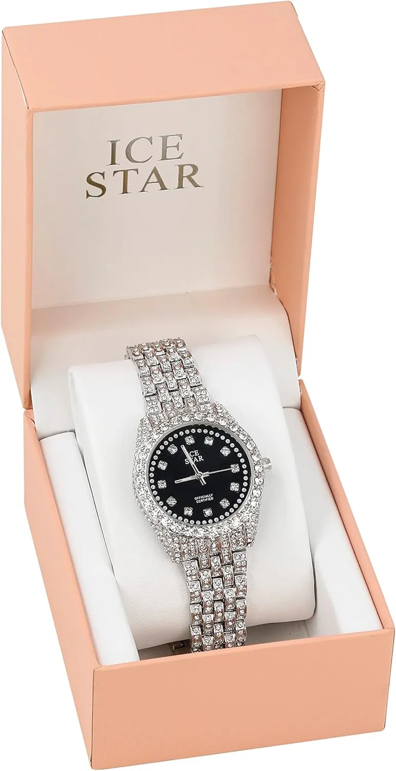 Dial Watch Techno Pave automatically house footprint basic proportion Women's 32mm Iced Out Sleek Diamond 