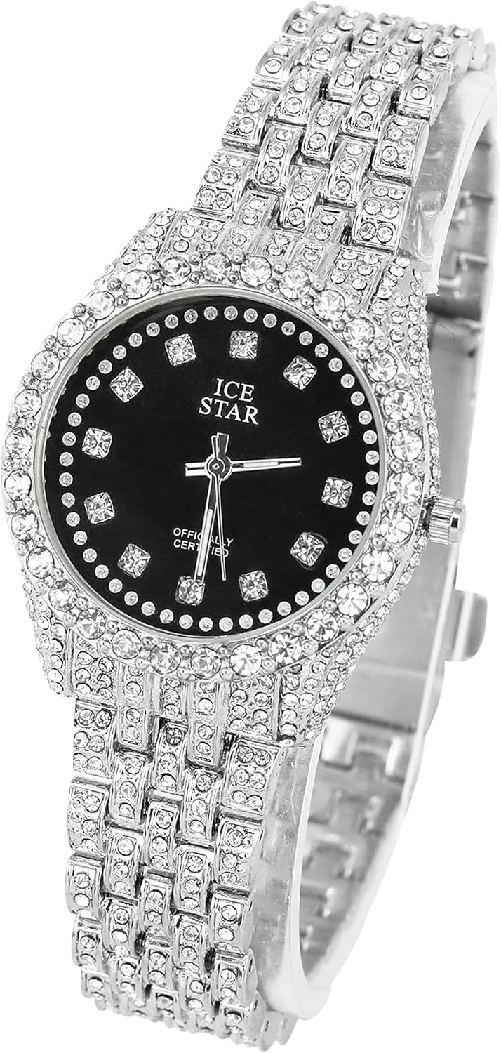 Dial Watch Techno Pave automatically house footprint basic proportion Women's 32mm Iced Out Sleek Diamond 