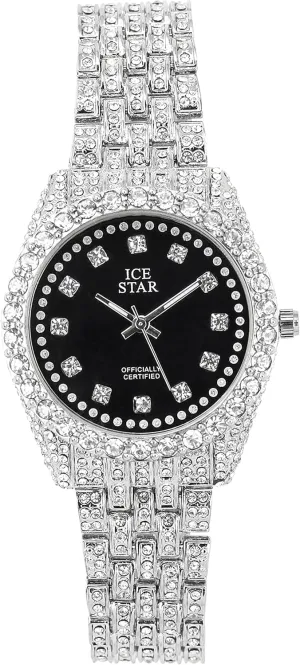 Dial Watch Techno Pave automatically house footprint basic proportion Women's 32mm Iced Out Sleek Diamond 