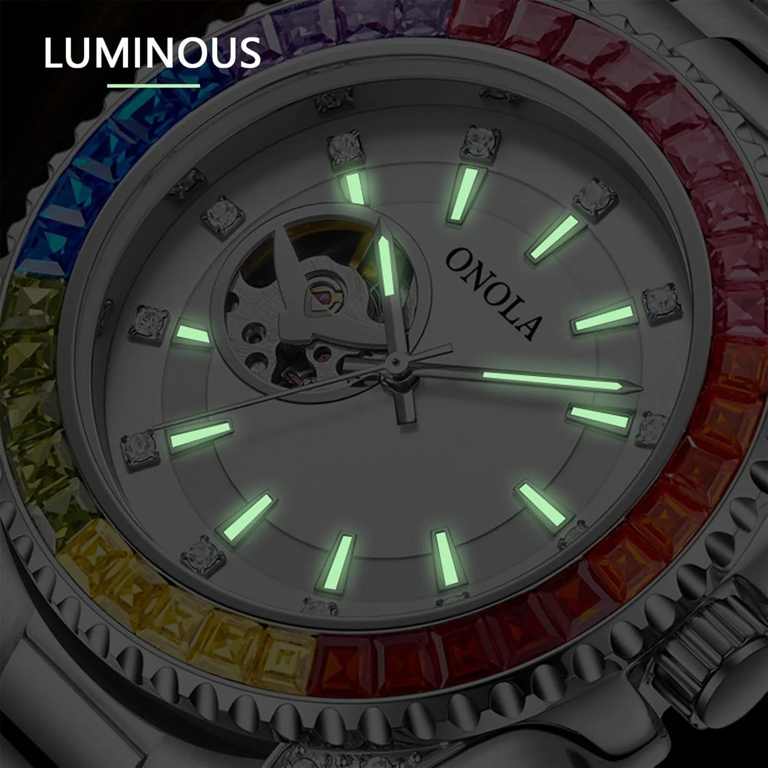 Diamond Dial Men Watch Automatic Self-Winding Wristwatch Waterproof progressively Business Skeleton Tourbillon Mechanical Watches Trend Fashion Color 