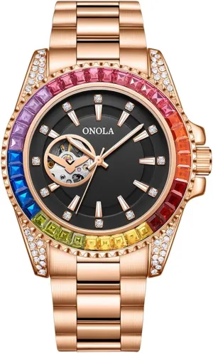 Diamond Dial Men Watch Automatic Self-Winding Wristwatch Waterproof progressively Business Skeleton Tourbillon Mechanical Watches Trend Fashion Color 