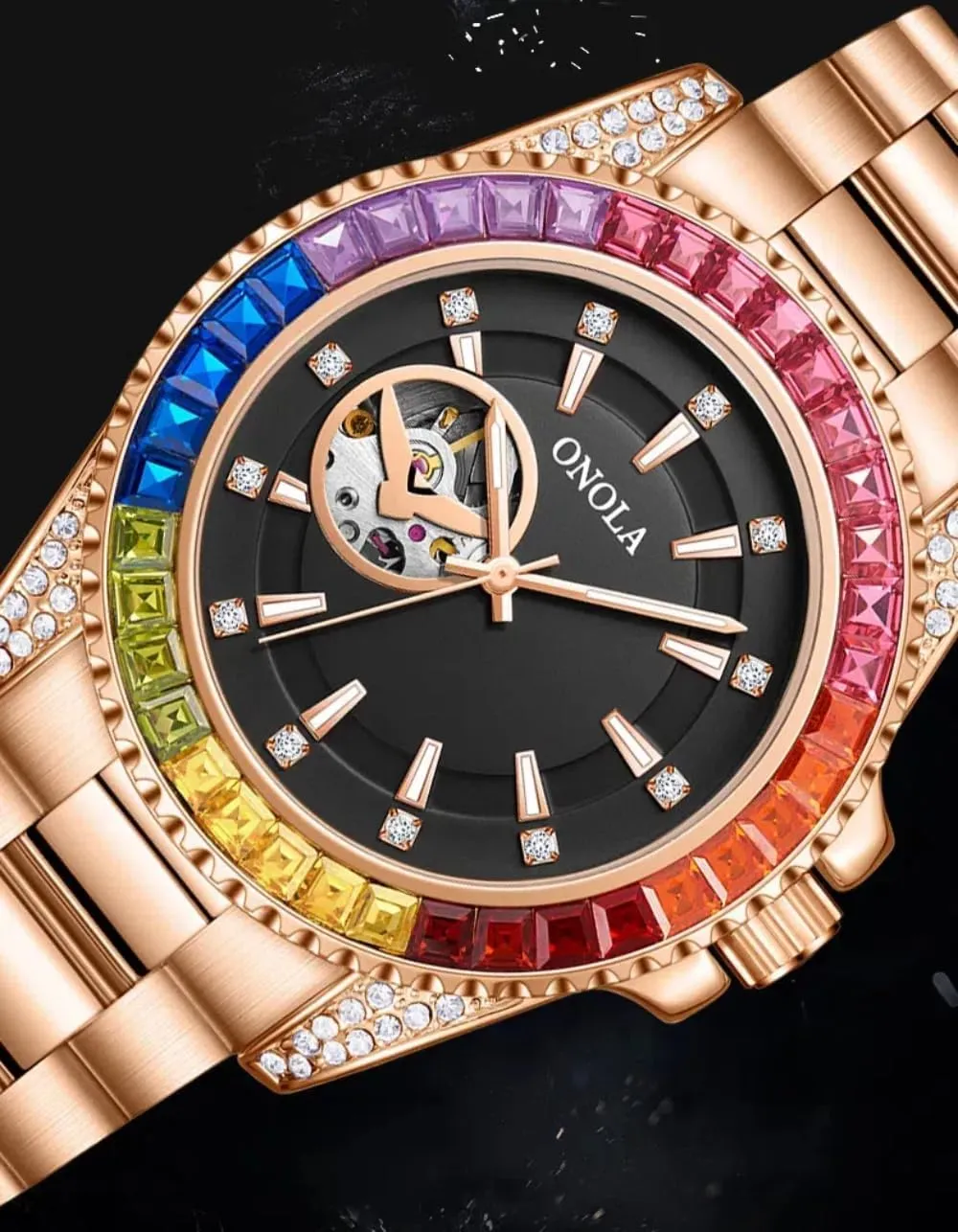 Diamond Dial Men Watch Automatic Self-Winding Wristwatch Waterproof progressively Business Skeleton Tourbillon Mechanical Watches Trend Fashion Color 