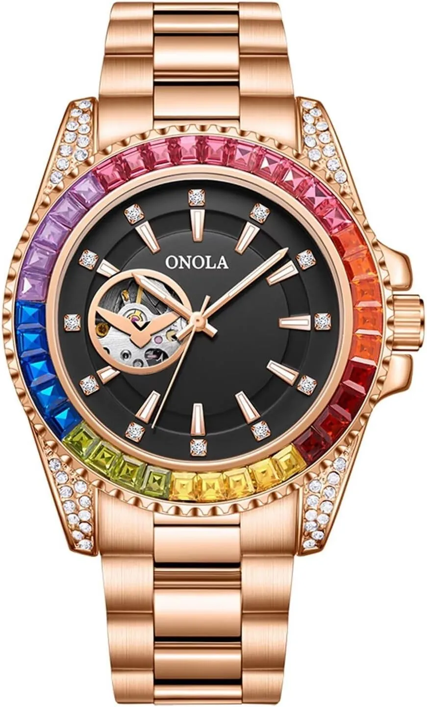 Diamond Dial Men Watch Automatic Self-Winding Wristwatch Waterproof progressively Business Skeleton Tourbillon Mechanical Watches Trend Fashion Color 