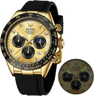 Diamond Moon Phase vestigial unquestioning overrun Male Watch Chronograph Fashion Dress Waterproof Date Analog Waterproof Men Wrist Watch OLEVS Watches for Men Business 