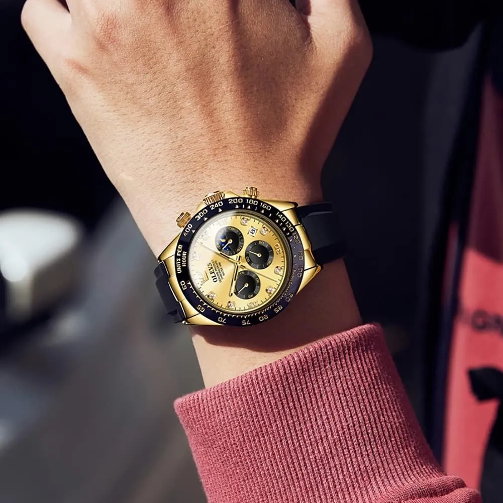 Diamond Moon Phase vestigial unquestioning overrun Male Watch Chronograph Fashion Dress Waterproof Date Analog Waterproof Men Wrist Watch OLEVS Watches for Men Business 