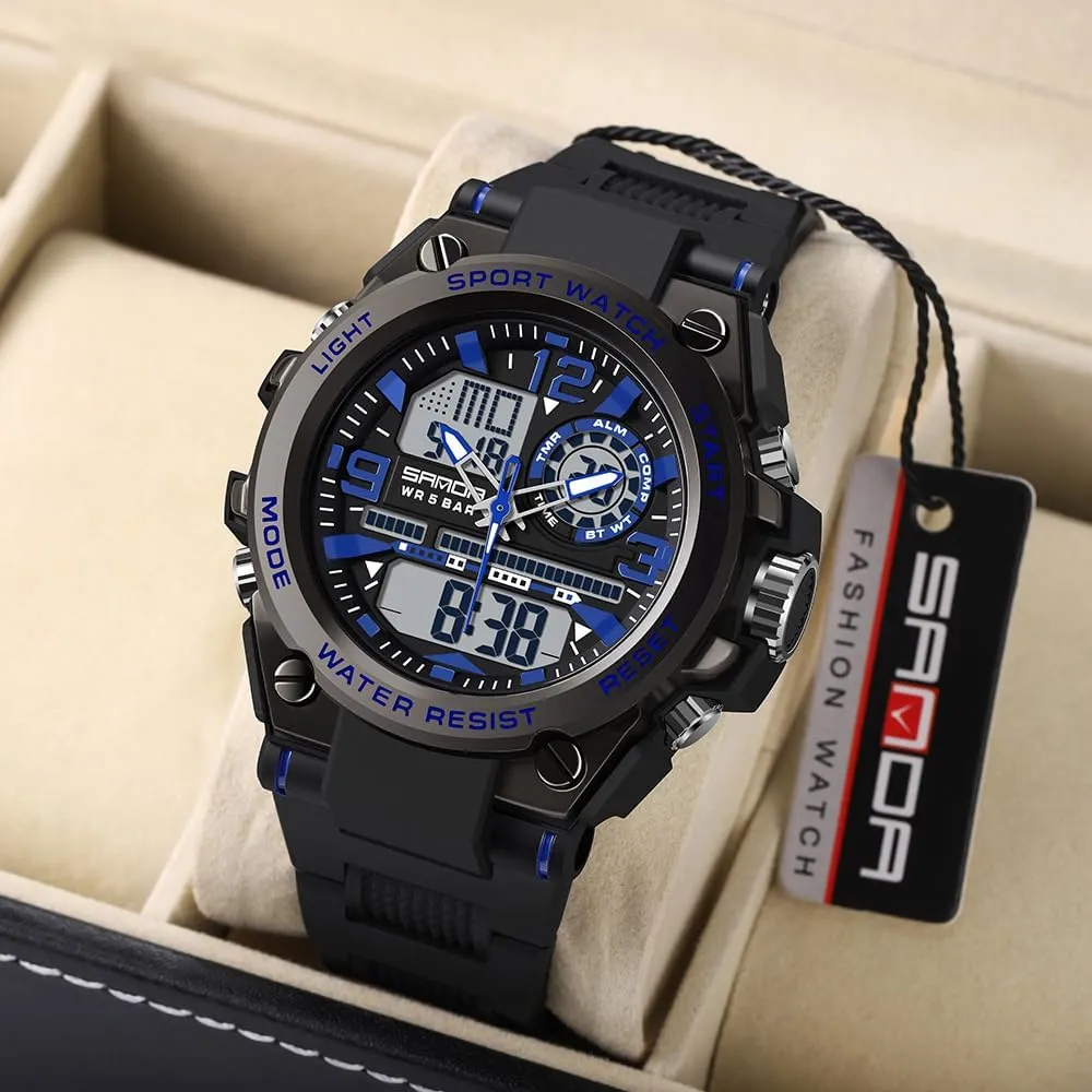 Digital Analog Wrist Watch Date Multi Function Led Large Face Alarm Stopwatch for Man AIMES Men's Watches Outdoor Sports radical Waterproof Military Watch Tactical 