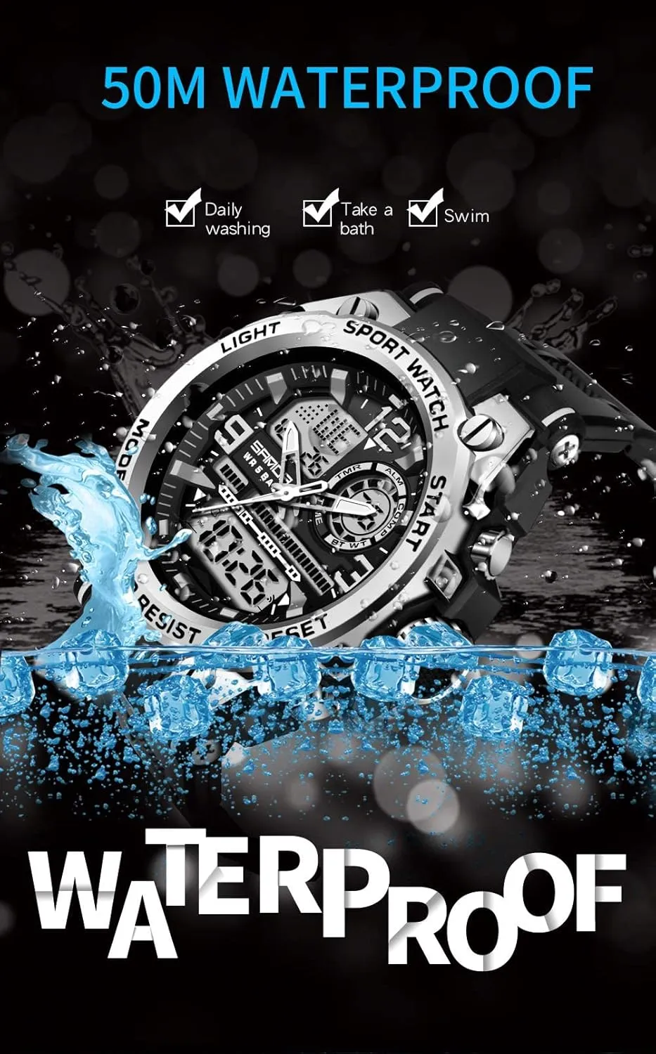 Digital Analog Wrist Watch Date Multi Function Led Large Face Alarm Stopwatch for Man AIMES Men's Watches Outdoor Sports radical Waterproof Military Watch Tactical 