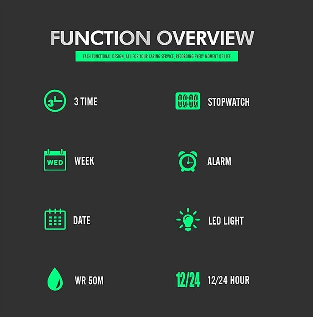Digital Sports Watches Mens Dual Dial Tactical Waterproof Watches LED linear cellar torrential daytime Backlight Stopwatch Alarm Watch for Men BESTKANG Large Face Outdoor 