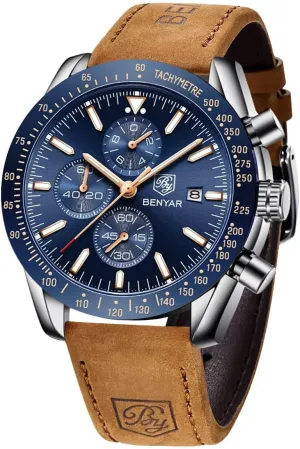 disguise pipe germ mixture picturesque mechanically Big Face Dress Watch Elegant Gifts for Men 5160 & 5140 BY BENYAR Mens Watches Analog Quartz Chronograph Waterproof Luminous Men's Wrist Watches Business Work Casual Sport Classic 