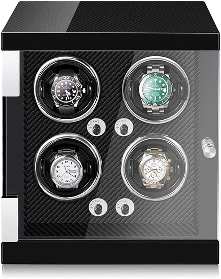 Display Box High End Watch stock Winder for 4 Watches with LED Lights Quiet Japanese Mabuchi Motor Adjustable Watch Pillows Watch Rotator Box Fit Lady and Man Watches Watch 