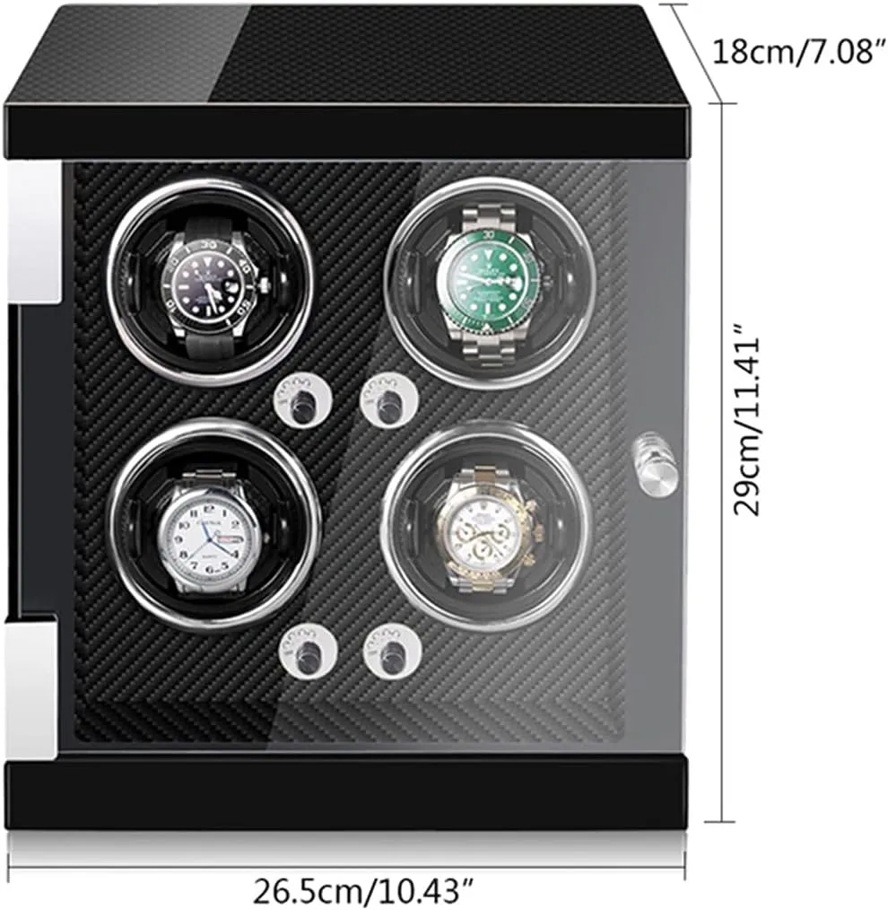 Display Box High End Watch stock Winder for 4 Watches with LED Lights Quiet Japanese Mabuchi Motor Adjustable Watch Pillows Watch Rotator Box Fit Lady and Man Watches Watch 