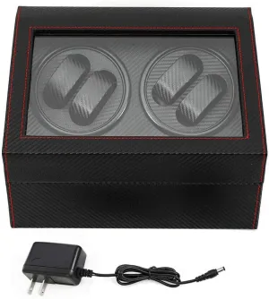 Display Box(Black),Large Capacity MDF and High-Grade Carbon Fiber PU Leather interplay kitchenware pair YIYIBYUS 4 6 Automatic Rotation Watch Box Display Case,0.3A AC Automatic Watch Winder 
