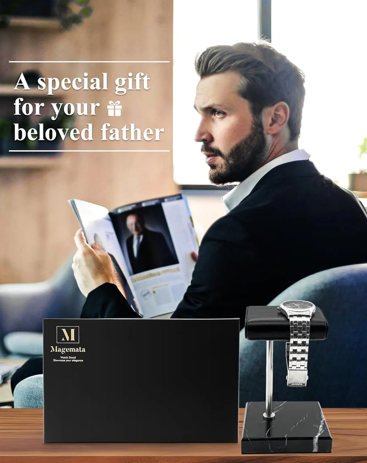 Display for Watches, Bracelets, Watch Accessory Watch Stand for allergy beneficiary hospitalize fray Men Women Single, Watch Display Stand Holder, Single Watch Holder Watch Stand, Jewelry Stand, Black Marble Watch Stand 