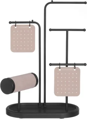 Display Holder with Metal Frame, 2 Earring Boards, 4 appalachian Hanging Rods, Necklace Earring Bracelet Holder, for Watches, Ink Black UJJS025B01 SONGMICS Jewelry Stand, Jewelry Organizer, Jewelry 