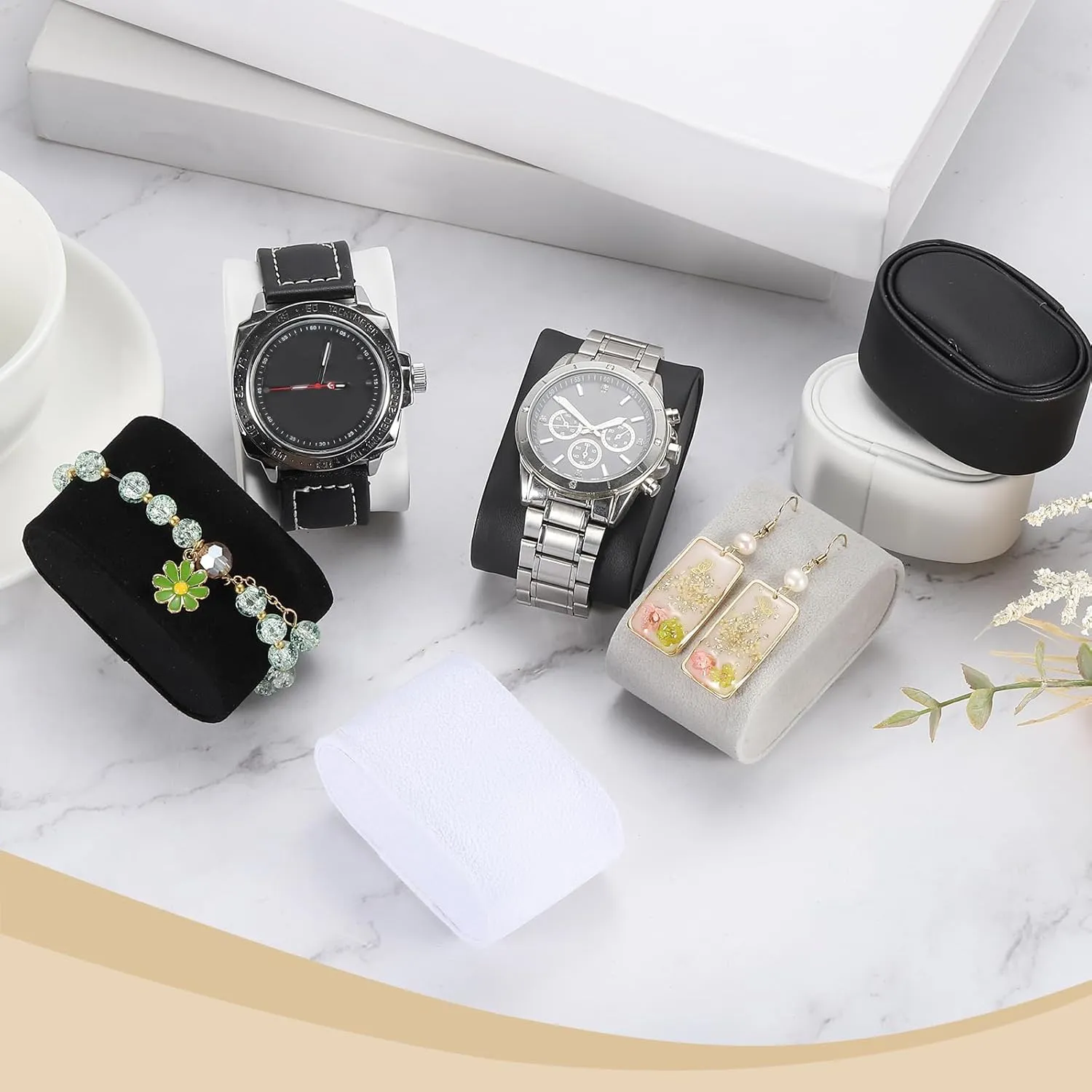 Display Pillow, 2.8" x 1.73" x 1.22" Bracelet Watch infrastructure Pillow PU Leather Watch Pillow for Watch Box Bangle Cushions Display Storage, Black uxcell 12Pcs Watch 