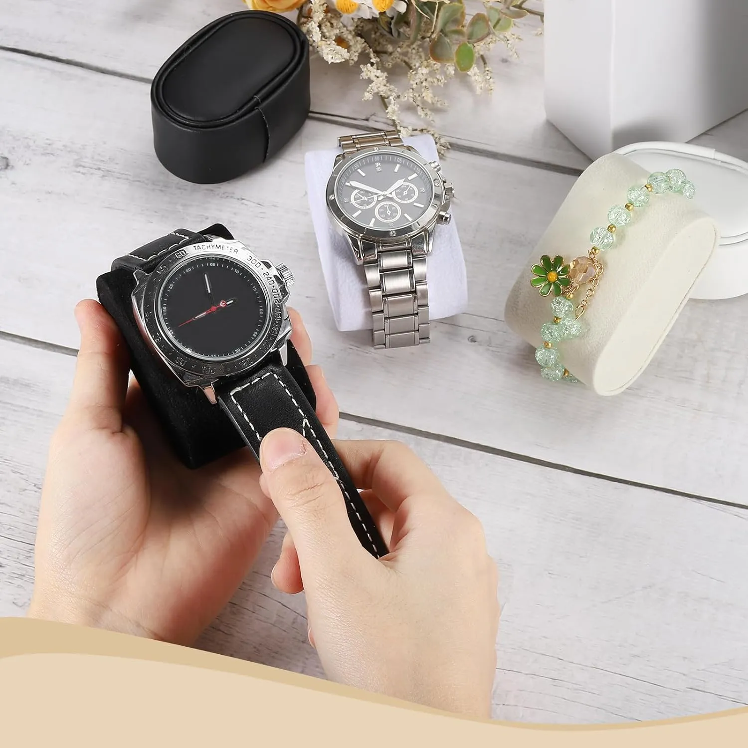 Display Pillow, 2.8" x 1.73" x 1.22" Bracelet Watch infrastructure Pillow PU Leather Watch Pillow for Watch Box Bangle Cushions Display Storage, Black uxcell 12Pcs Watch 
