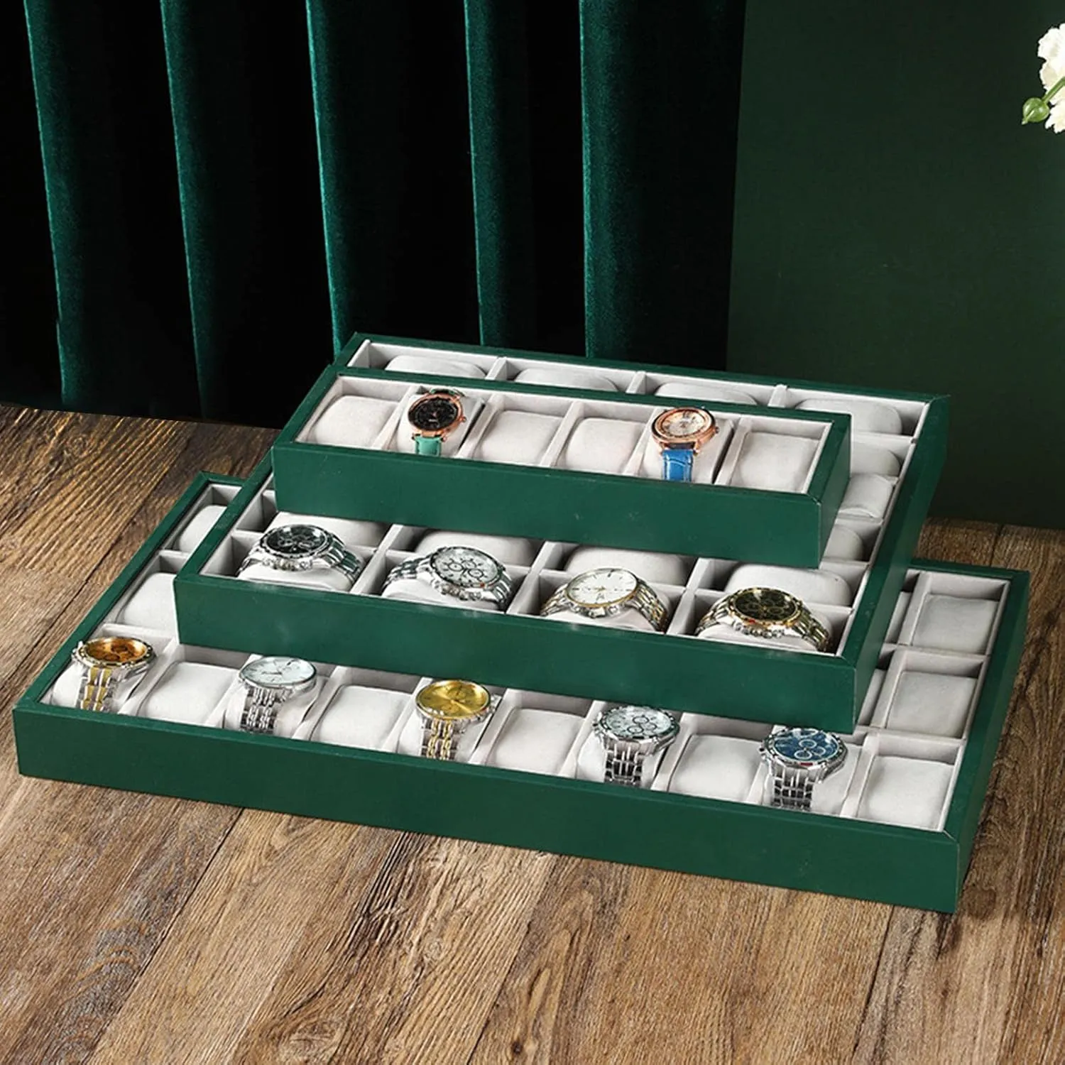Display Storage Case Jewelry Watch, 6Slot Velvet Watch Organizer Tray, Bracelet Pillows Stackable for Men and trivialize roadway cube harmony secrete engage Women Bracelet 