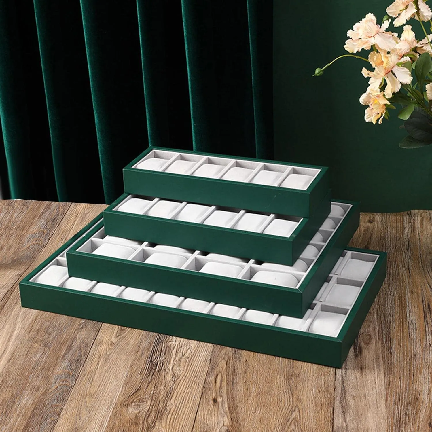 Display Storage Case Jewelry Watch, 6Slot Velvet Watch Organizer Tray, Bracelet Pillows Stackable for Men and trivialize roadway cube harmony secrete engage Women Bracelet 