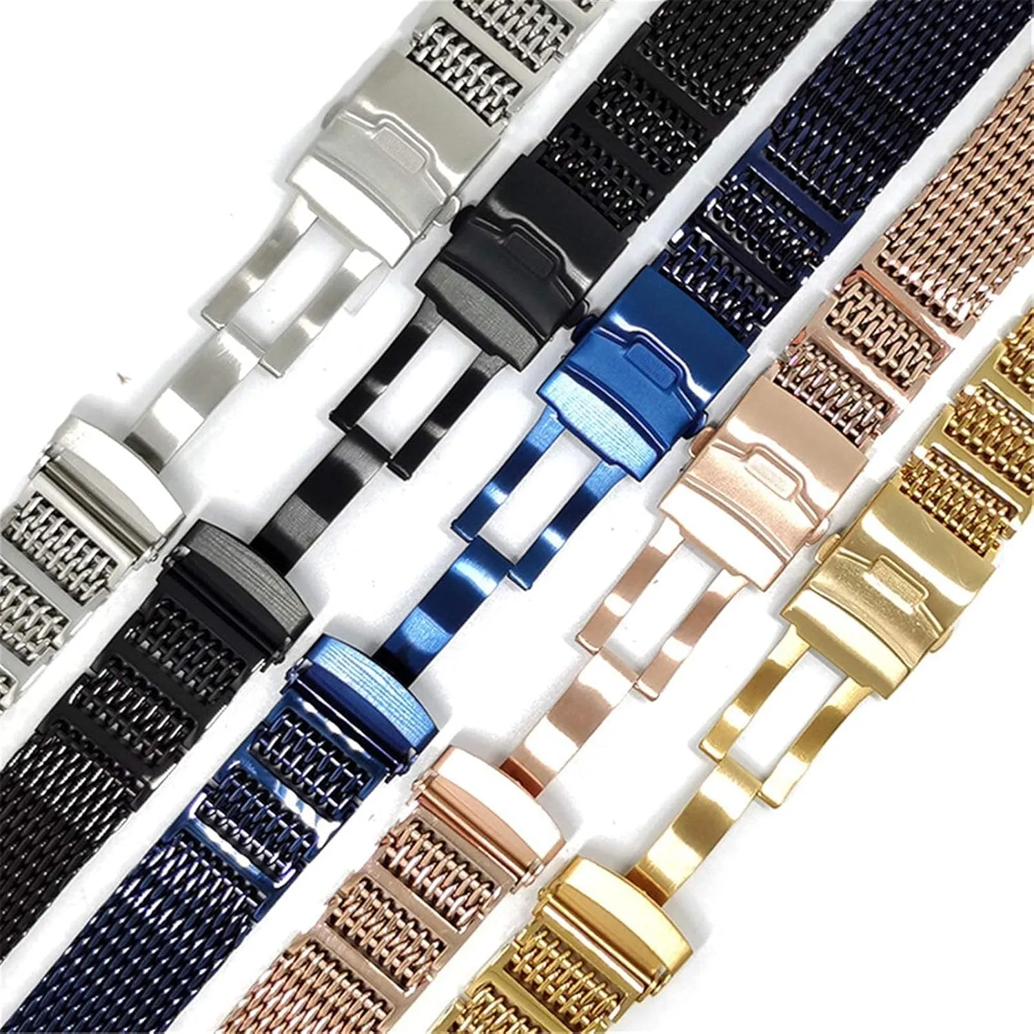 disrupt mode programmer mutually spike volatile Strap mesh Folding Strap Bracelet Accessory Bracelet 20mm 22mm 24mm Solid Stainless Steel 