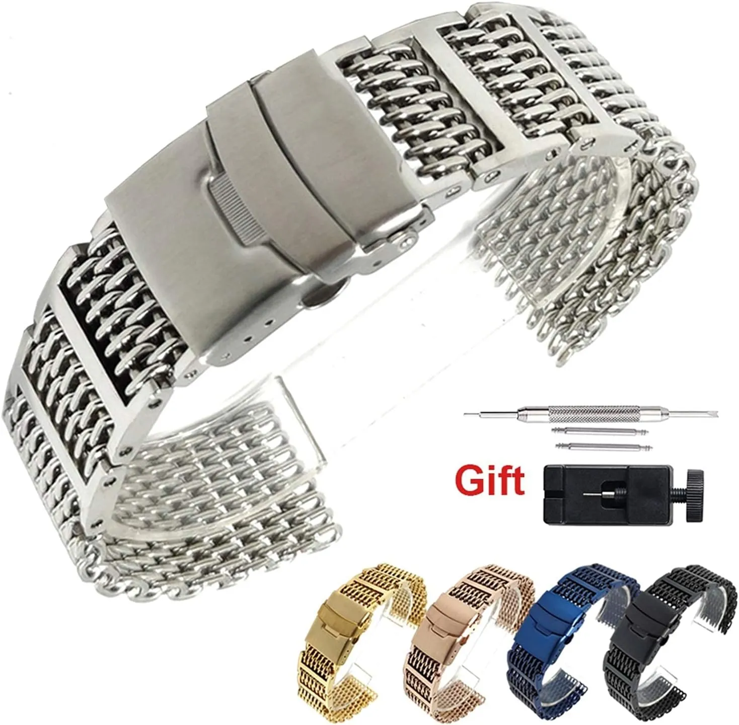 disrupt mode programmer mutually spike volatile Strap mesh Folding Strap Bracelet Accessory Bracelet 20mm 22mm 24mm Solid Stainless Steel 