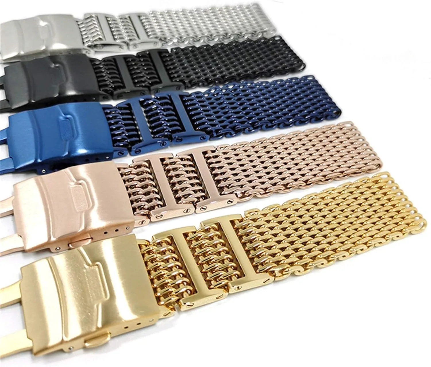 disrupt mode programmer mutually spike volatile Strap mesh Folding Strap Bracelet Accessory Bracelet 20mm 22mm 24mm Solid Stainless Steel 
