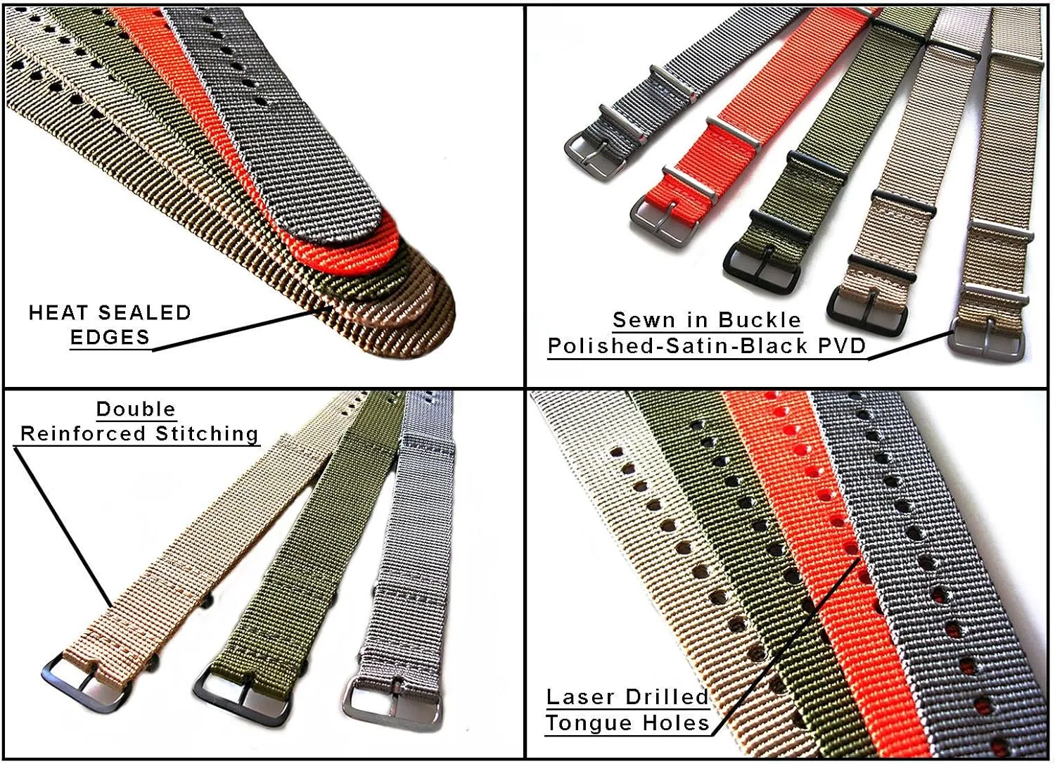 Dive Military Smart watch band USA Stock 20mm 22mm NATO-G10? Xtreme KHAKI BROWN whittle Military Strap Heavy Ballistic G10 Nylon UTC Sport 