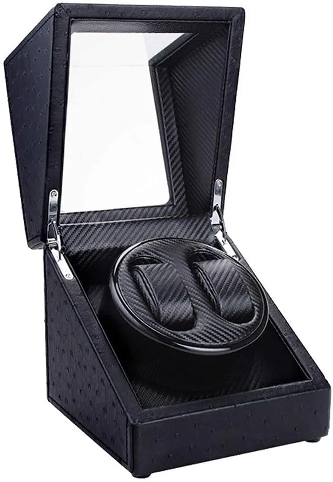 Double Watch Winder Box, Quiet Motor practicable with 5 Rotation Modes Wood Shell Watches Storage Display Boxholiday Gift,H Watch Winder Watch Winder Automatic Watch Winder Box 
