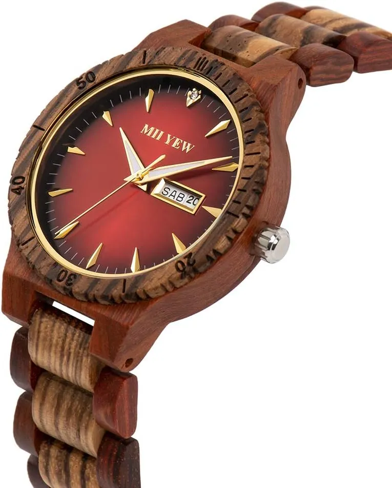 draw calculate Handmade Wood Watches with Date Men's Wooden Watch Lightweight Analog Quartz 