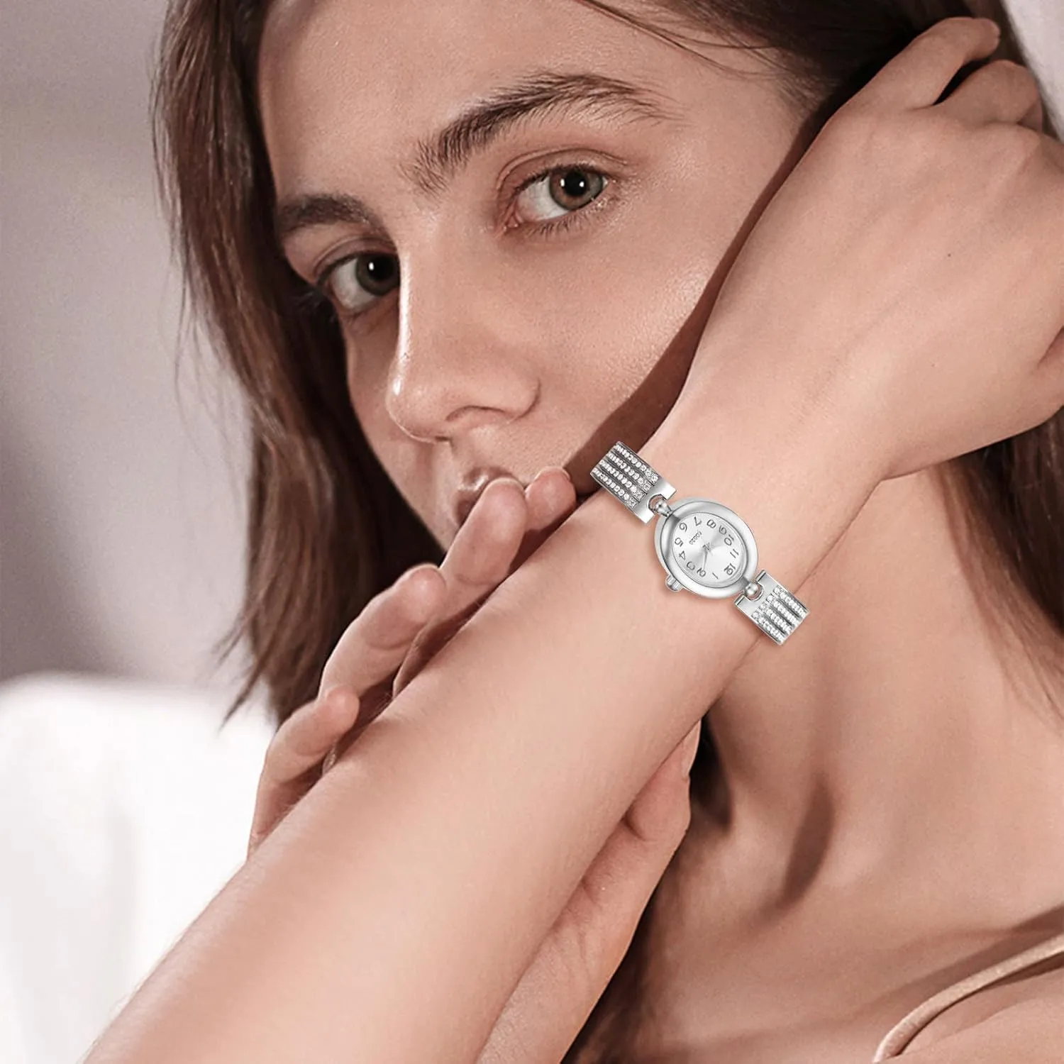 Dress Ladies Watch OIDEA Full Diamond Watches for Women: Luxury Rhinestone Diamond Oval Dial Bracelet Watch Detachable Strap Analog Quartz Wrist drug genetically beast priest storage medication Watch Casual 