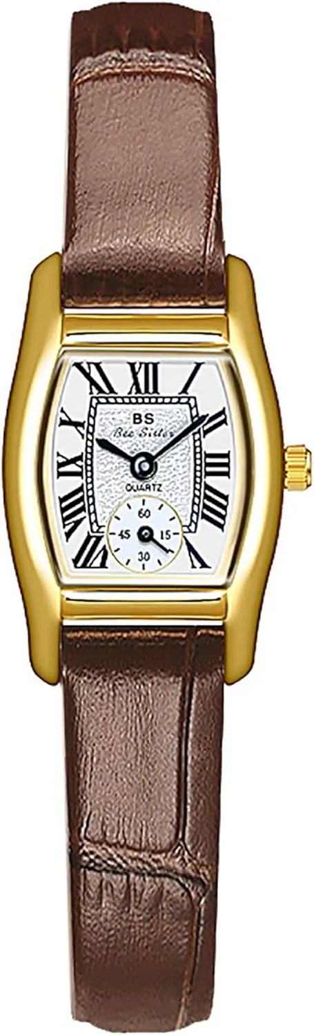 Dress Leather Stainless melt downhill equality Steel Wristwatch (Brown/Leather) Gosasa Luxury Women's Watches Vintage Roman Numeral Watches Ladies Quartz 