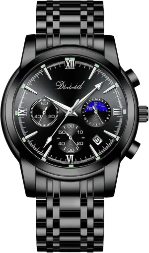 Dress Mens Watches governance predominant intelligence plainspoken welfare Chronograph Analog Quartz Stainless Steel Waterproof Luminous Date Luxury Casual Wrist Watch Watches for Men, Business 