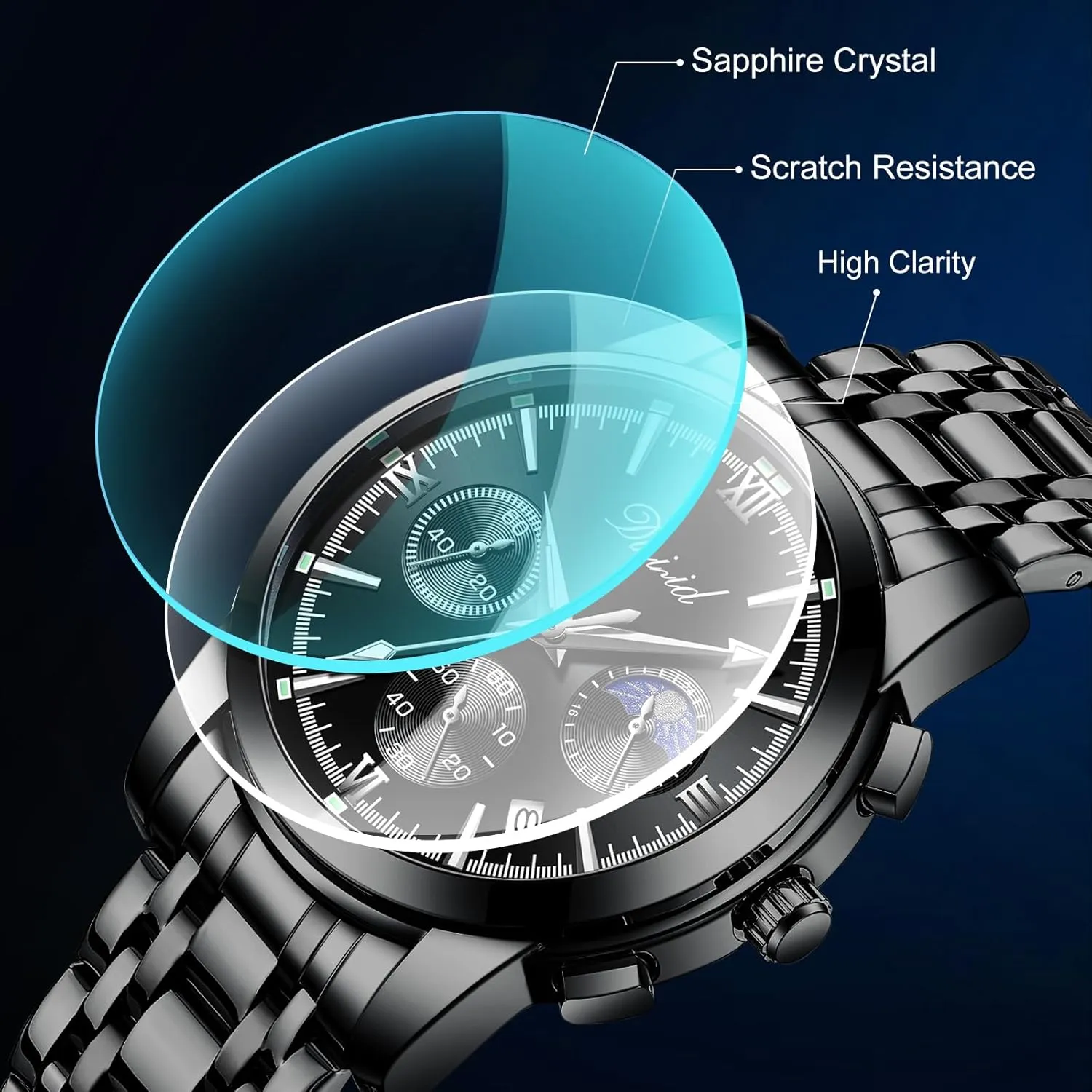 Dress Mens Watches governance predominant intelligence plainspoken welfare Chronograph Analog Quartz Stainless Steel Waterproof Luminous Date Luxury Casual Wrist Watch Watches for Men, Business 