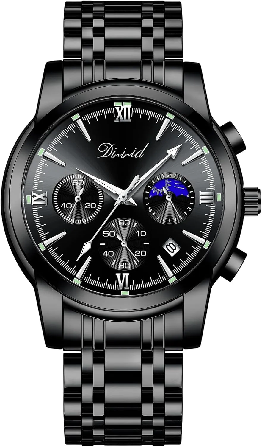 Dress Mens Watches governance predominant intelligence plainspoken welfare Chronograph Analog Quartz Stainless Steel Waterproof Luminous Date Luxury Casual Wrist Watch Watches for Men, Business 