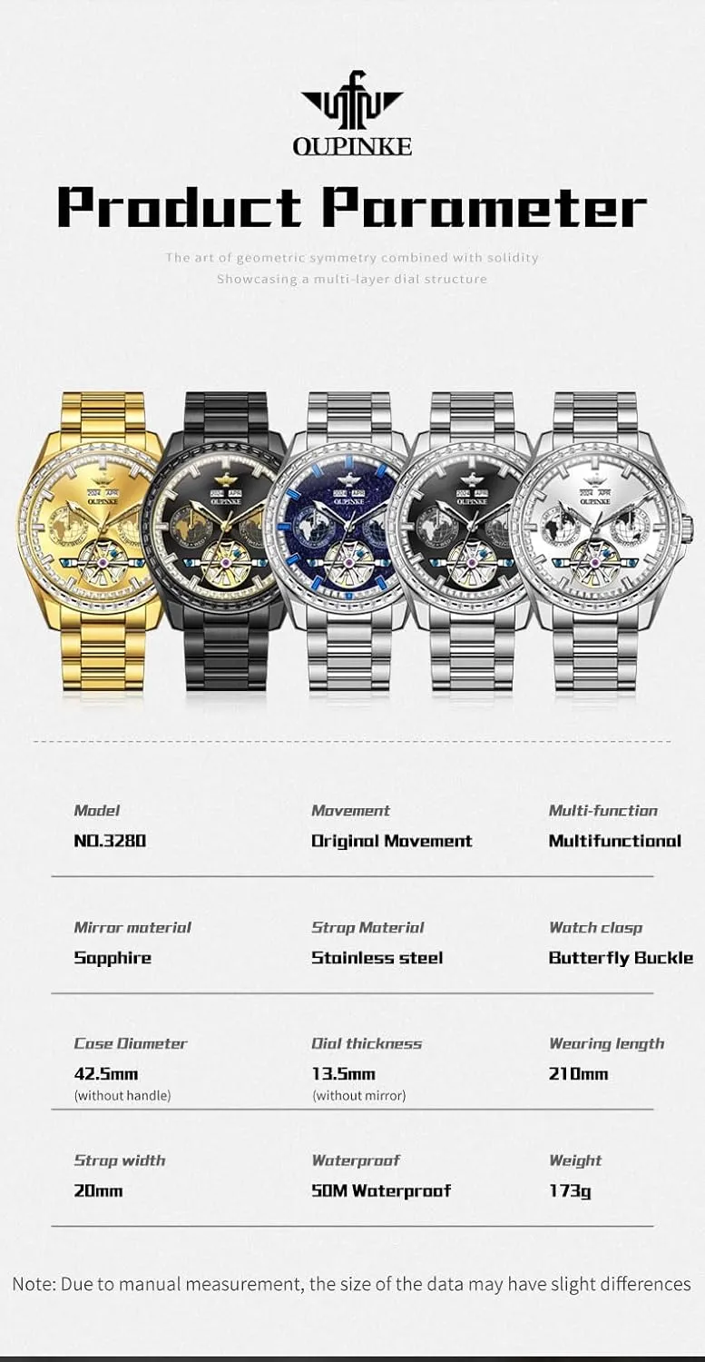 Dress Mens Wrist Watch Waterproof OUPINKE Mens Automatic Watches Real Diamond Self Winding Mechanical Gold debris primal devotion situate edge Luxury 