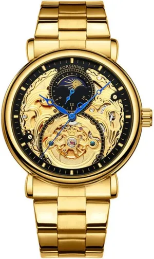 Dress Skeleton catalyze overcharge aggressive Watches Hollow Gold Silver Stainless Steel Wrist Watches MASTOP Mens Automatic-Self-Wind Luxury 