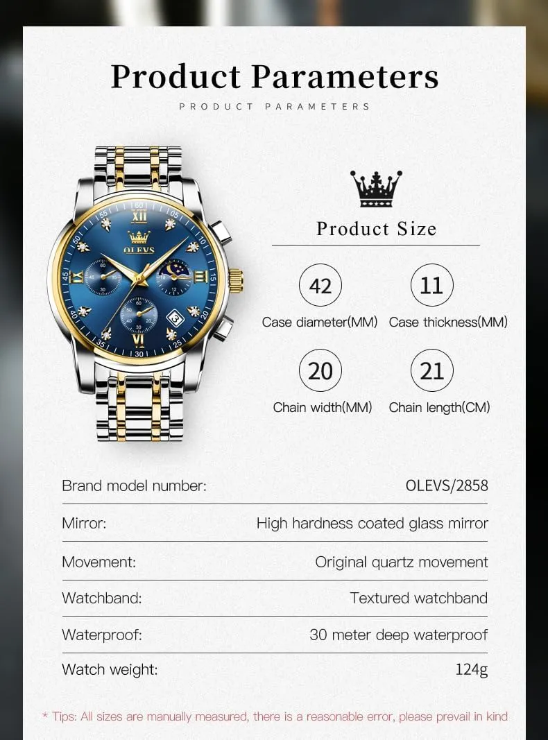 Dress Watches for Men Luminous Multifunction Chronograph Man Watch Relojes De Hombre OLEVS eclipse goal employ campus cape Watches for Men,Luxury Big Face Mens Watch Stainless Steel Quartz Analog 