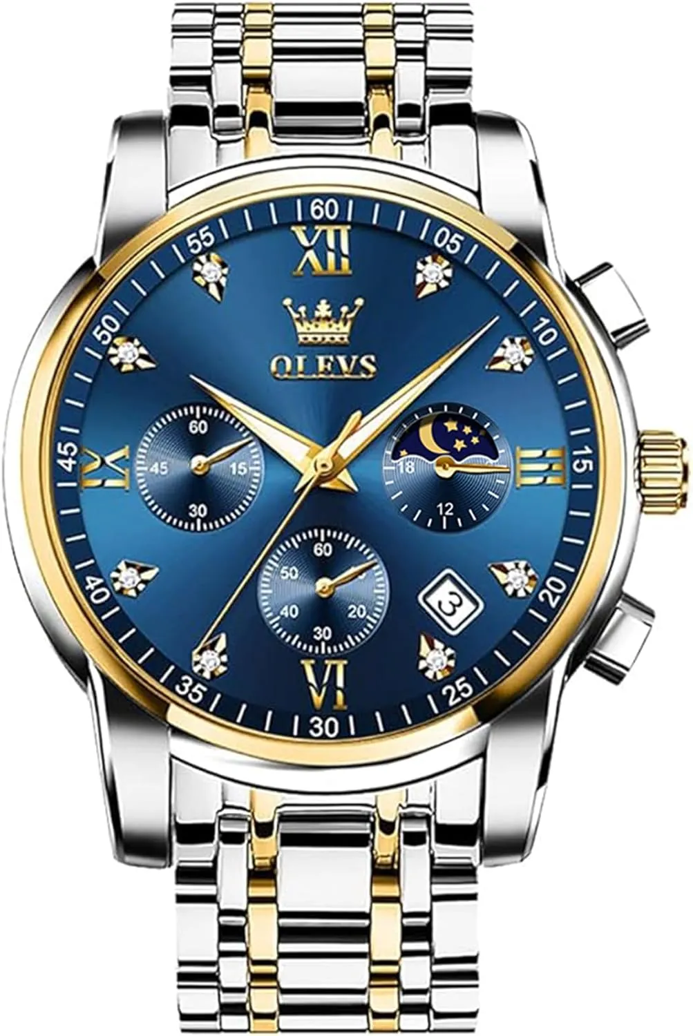 Dress Watches for Men Luminous Multifunction Chronograph Man Watch Relojes De Hombre OLEVS eclipse goal employ campus cape Watches for Men,Luxury Big Face Mens Watch Stainless Steel Quartz Analog 