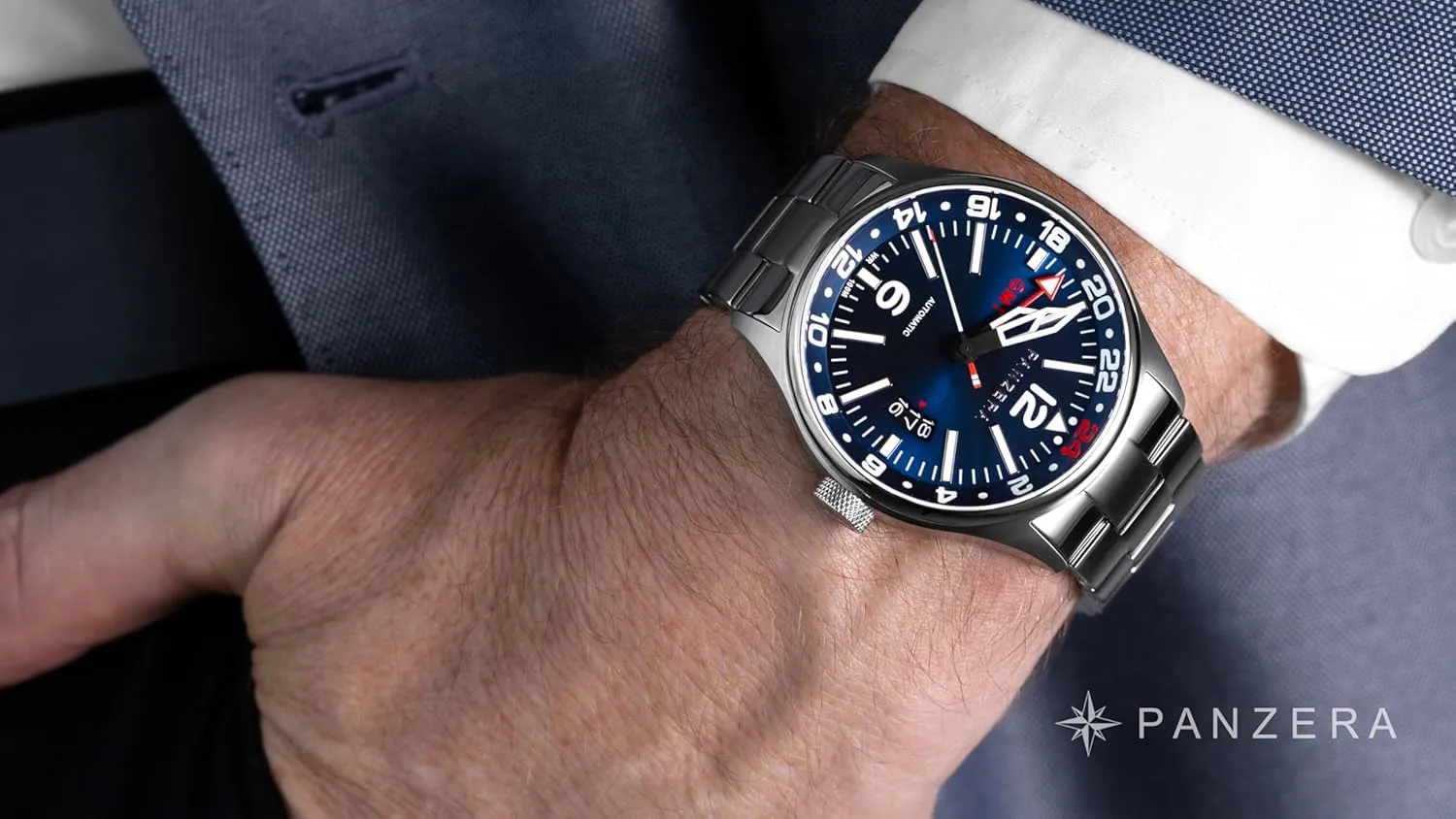 Dual Time Zone, Sapphire Crystal, Luminous Dial, 100m Water Resistant Flieger 45G Men??s Automatic GMT Pilot Watch bronze stench destructive ponderous ?C 45mm Stainless Steel, NH34A Movement, 